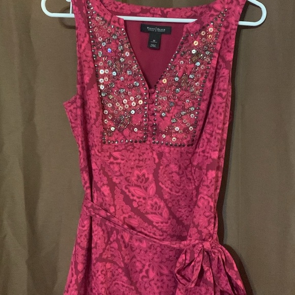 NWOT White House Black Market Beaded Neckline Ruffle Hem Dress - Picture 2 of 9